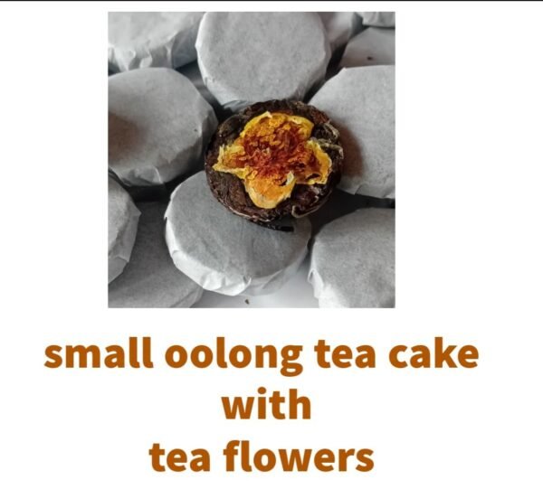 small oolong tea cake with flowers