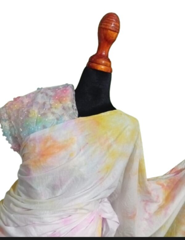 Voil meterial full saree/වොයිල් මැටීරියල් සාරි - Image 2