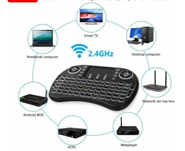 Wecart 2.4G wireless USB mini i8 Keyboard touch pad with Backlit/බැක්ලිට්