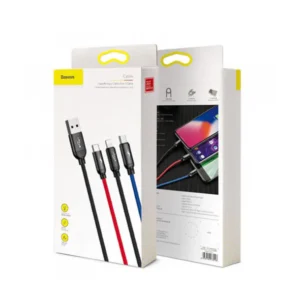 Baseus Three Primary Colors - 3 in 1 Cable - Micro, Lightning & Type C - 100% Authentic - 120 Cm