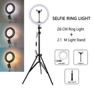 2M Adjustable LED Ring Light with Tripod Stand /ට්‍රයිපෝඩ් ස්ටෑන්ඩ් - Image 3