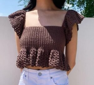 Crochet Ruffle top/ක්‍රොචට් රෆල් ටොප් - Image 2