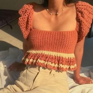 Crochet Ruffle top/ක්‍රොචට් රෆල් ටොප් - Image 3