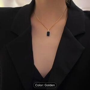 Black square pendent Necklace /නෙක්ලස්