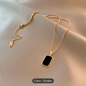 Black square pendent Necklace /නෙක්ලස්