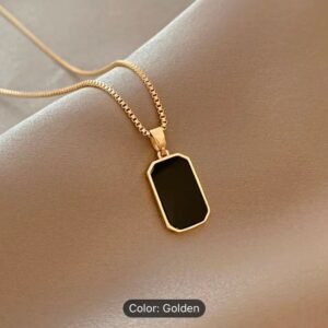 Black square pendent Necklace /නෙක්ලස්