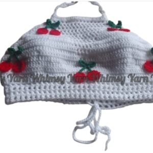 Chrochet cherry crop top/ක්‍රොචට් චෙරී ක්‍රොප් ටොප්