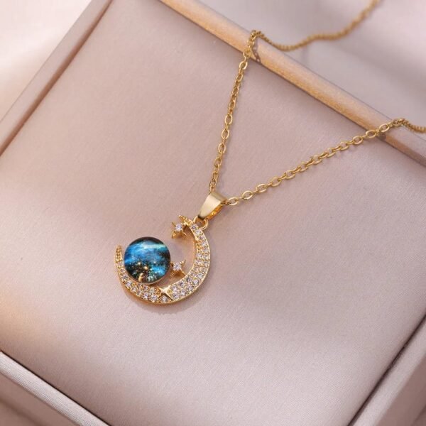 Stone With Half Moon Design Necklace